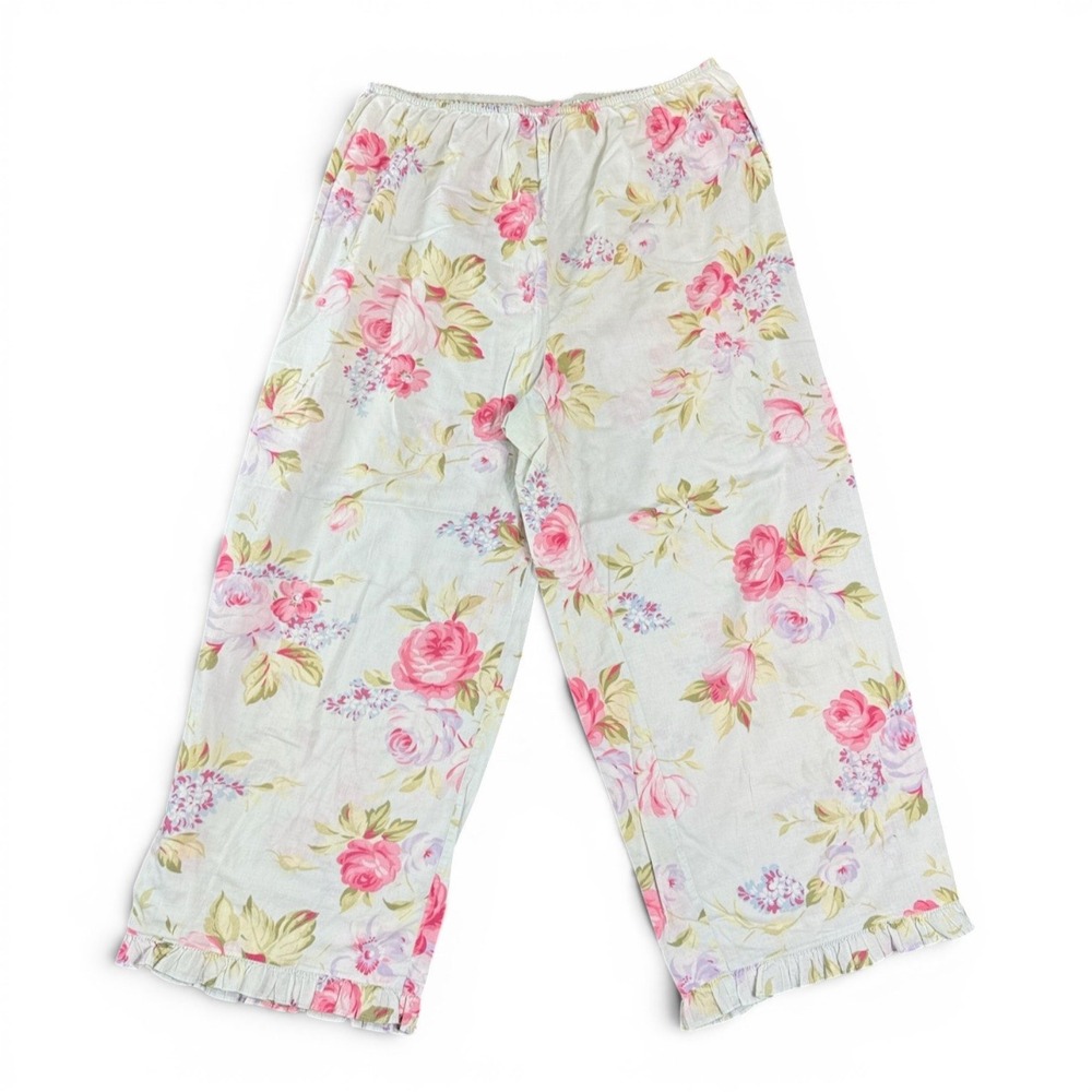Victoria's Secret VTG Shabby Chic Floral Y2K Ruffle Pajama Pants Cottagecore M‎